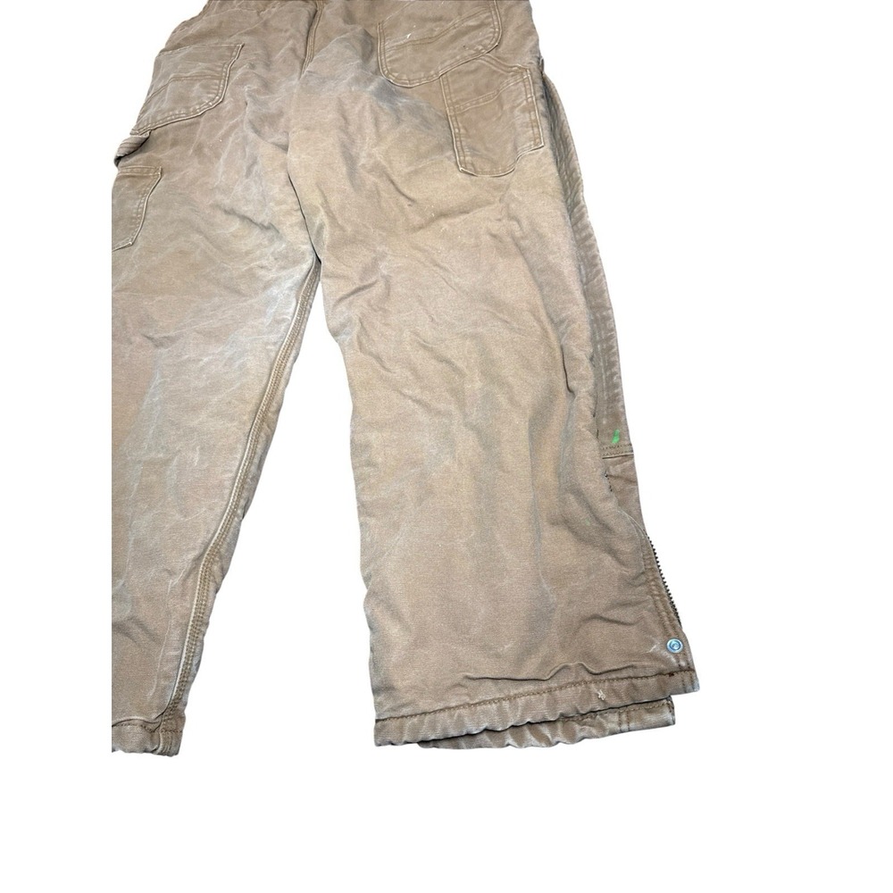 Carhartt Bib Overalls Mens 38x32 Brown Insulated - Picture 9 of 11